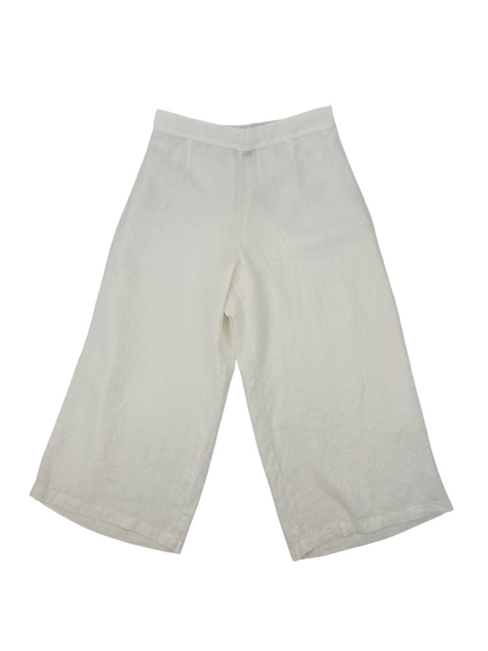 NWOT Flax Womens White Linen Wide-Leg Pants Size S Made In Lithuania